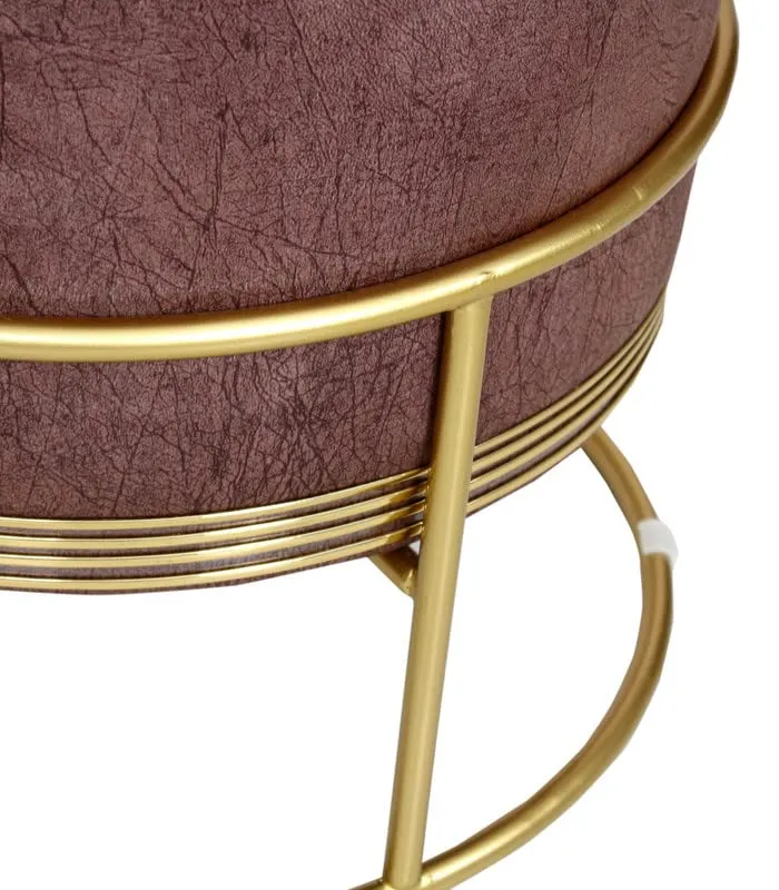 Smartkart Ottoman Pouffes Sitting Mudda Puffies Stool for Living Room Pouf Dressing Table Puffy Footstool for Office or Home Decoration, Suede Fabric, Metal Ring Leg, 16x16x18 Inch, Coffee