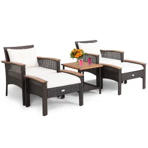 Tangkula 5 Pieces Wicker Patio Furniture Set