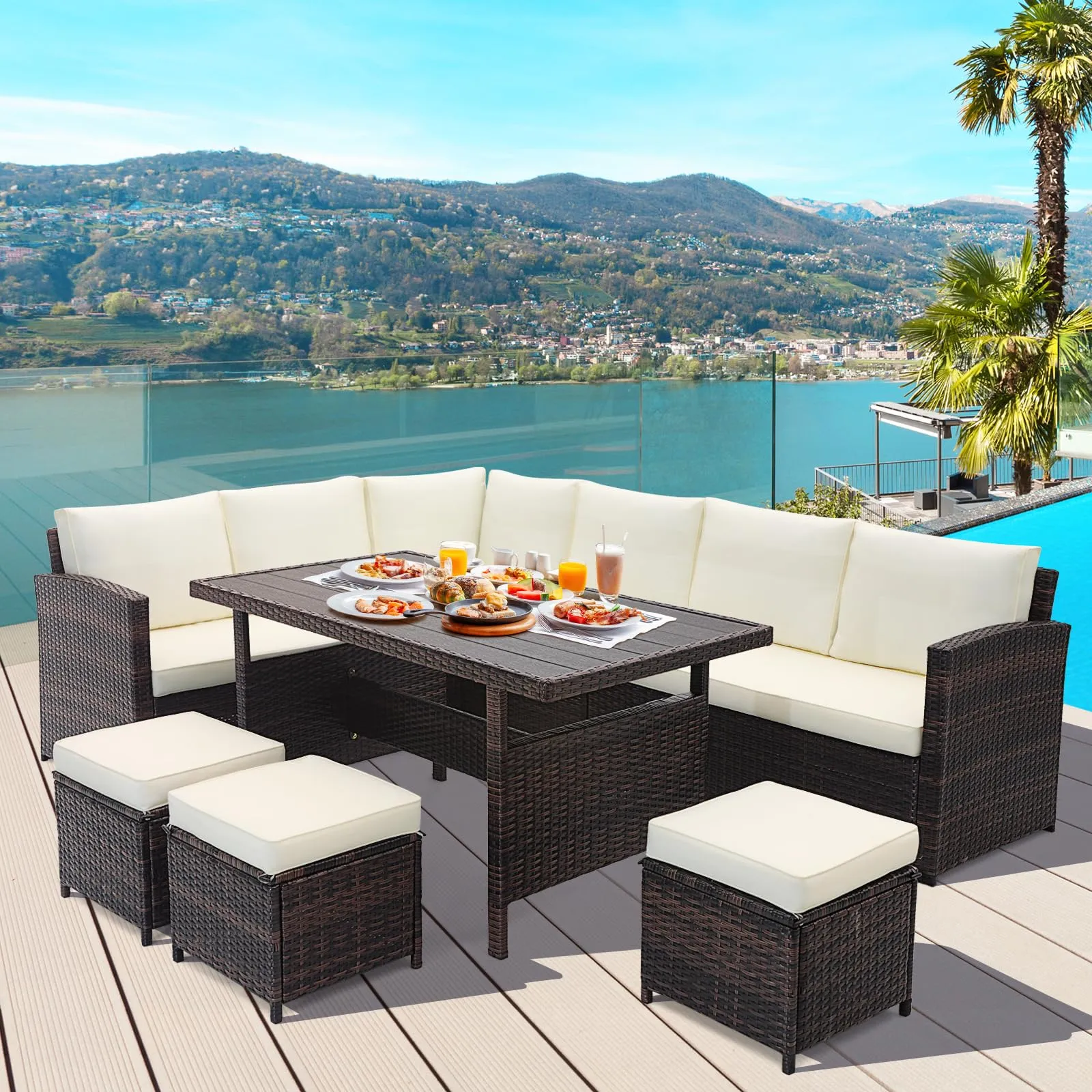 Tangkula 7 Pieces Wicker Patio Furniture Set