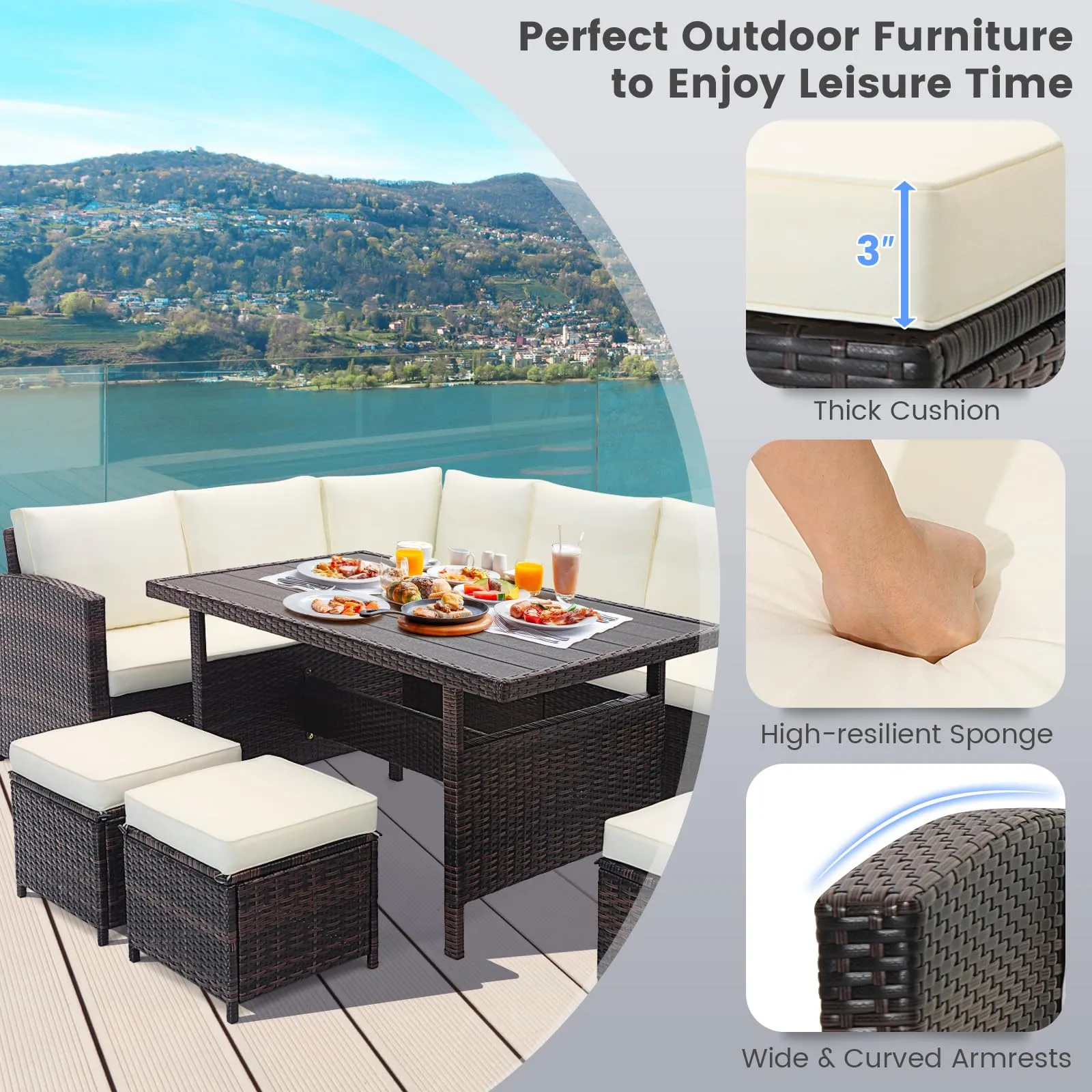 Tangkula 7 Pieces Wicker Patio Furniture Set