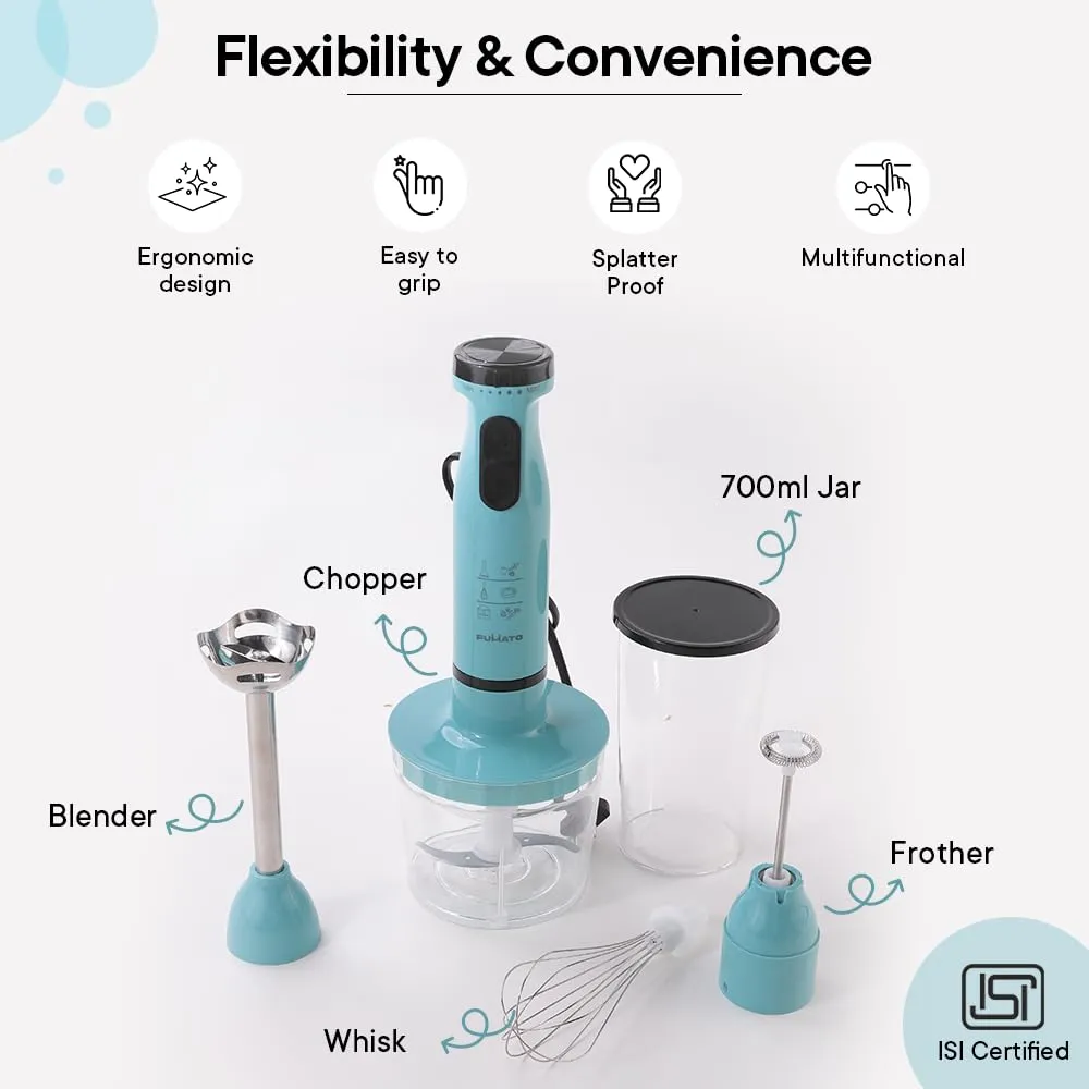 The Better Home FUMATO Anniversary, Wedding Gifts for Couples- 2 Slice Pop-up Toaster- Bun Rack   Electric Portable Hand Blender | House Warming Gifts for New Home | 1 Yr Warranty (Misty Blue)