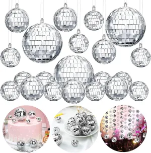 The Decor Affair Enchanting Reflections: 15-Piece Hanging Mirror Set - Mix of 1.5", 2", and 3.2" Disco Ball Mirrors