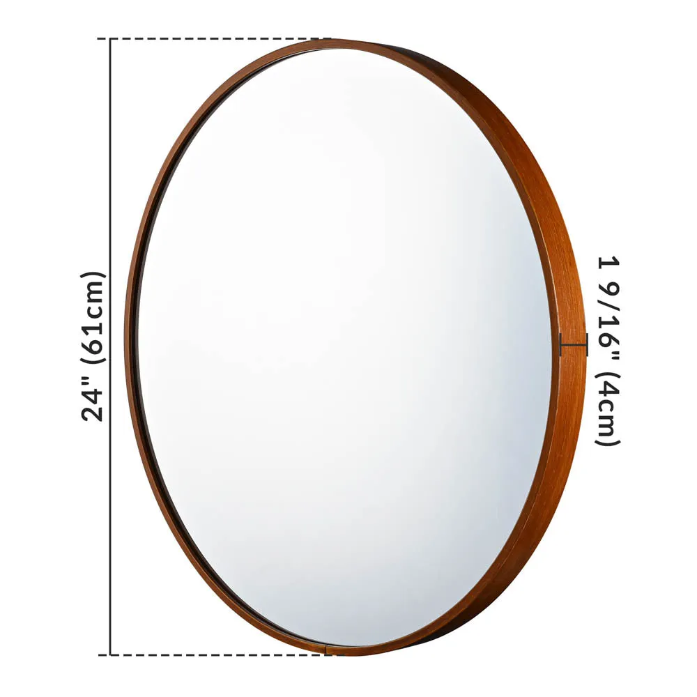 TheLAShop Framed Bathroom Mirror Wall Round Wood-Texture