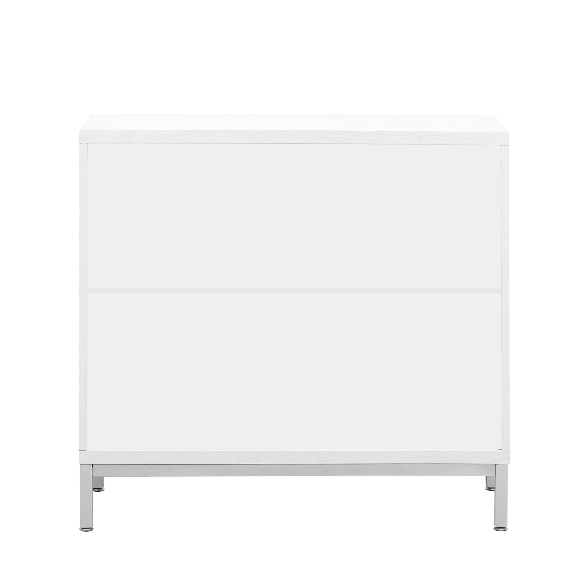 TREXM Simple Storage Cabinet Accent Cabinet with Solid Wood Veneer and Metal Leg Frame for Living Room, Entryway, Dining Room (White)