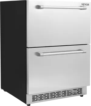 Vevor 24 inch Undercounter Refrigerator Double Drawer with Different Temperatures 4.87 Cu.Ft. Capacity New