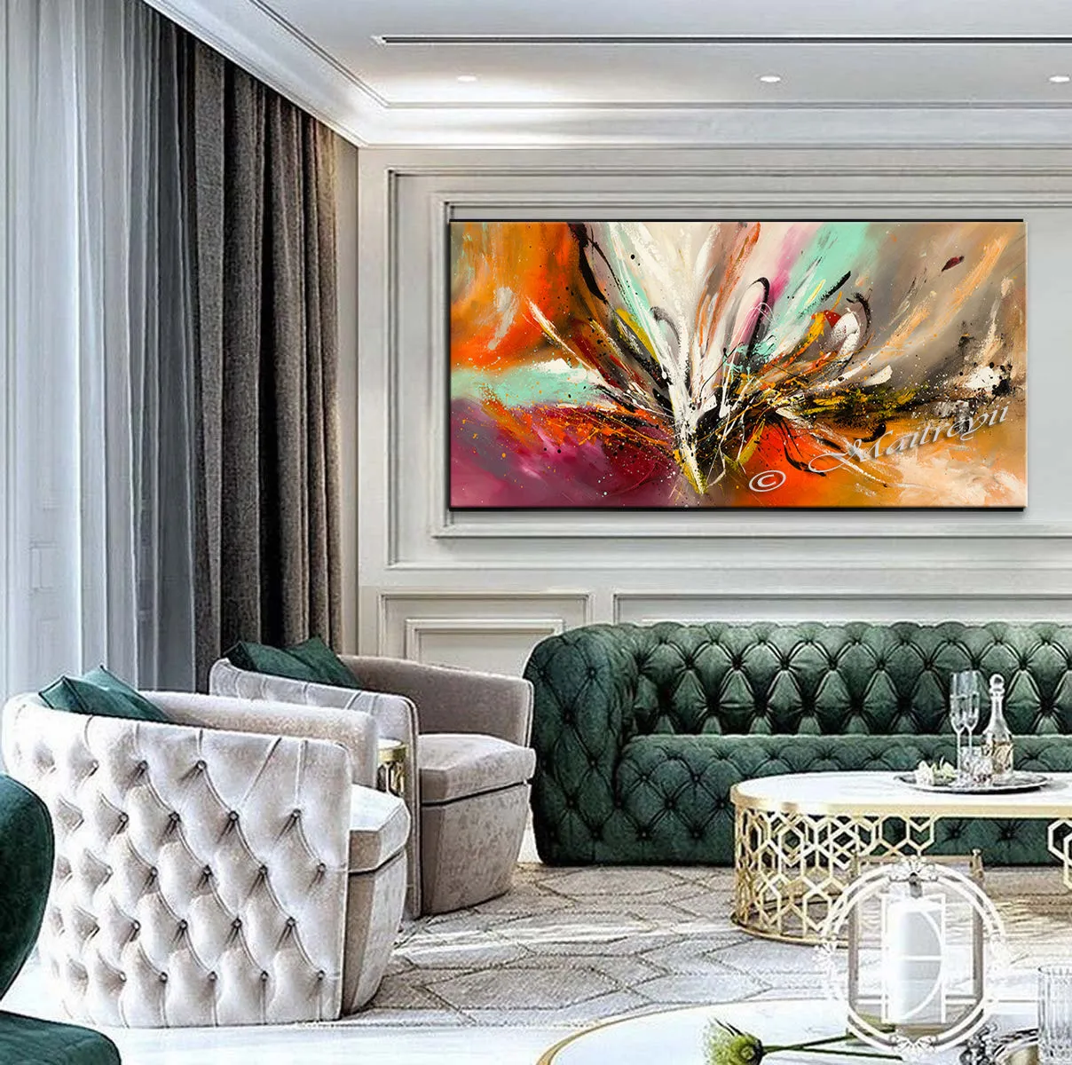 Wall Art Abstract Modern Oil Painting on Canvas Amazing Abstract Gold Flow Painting - Abstract Art 84 (Copy)