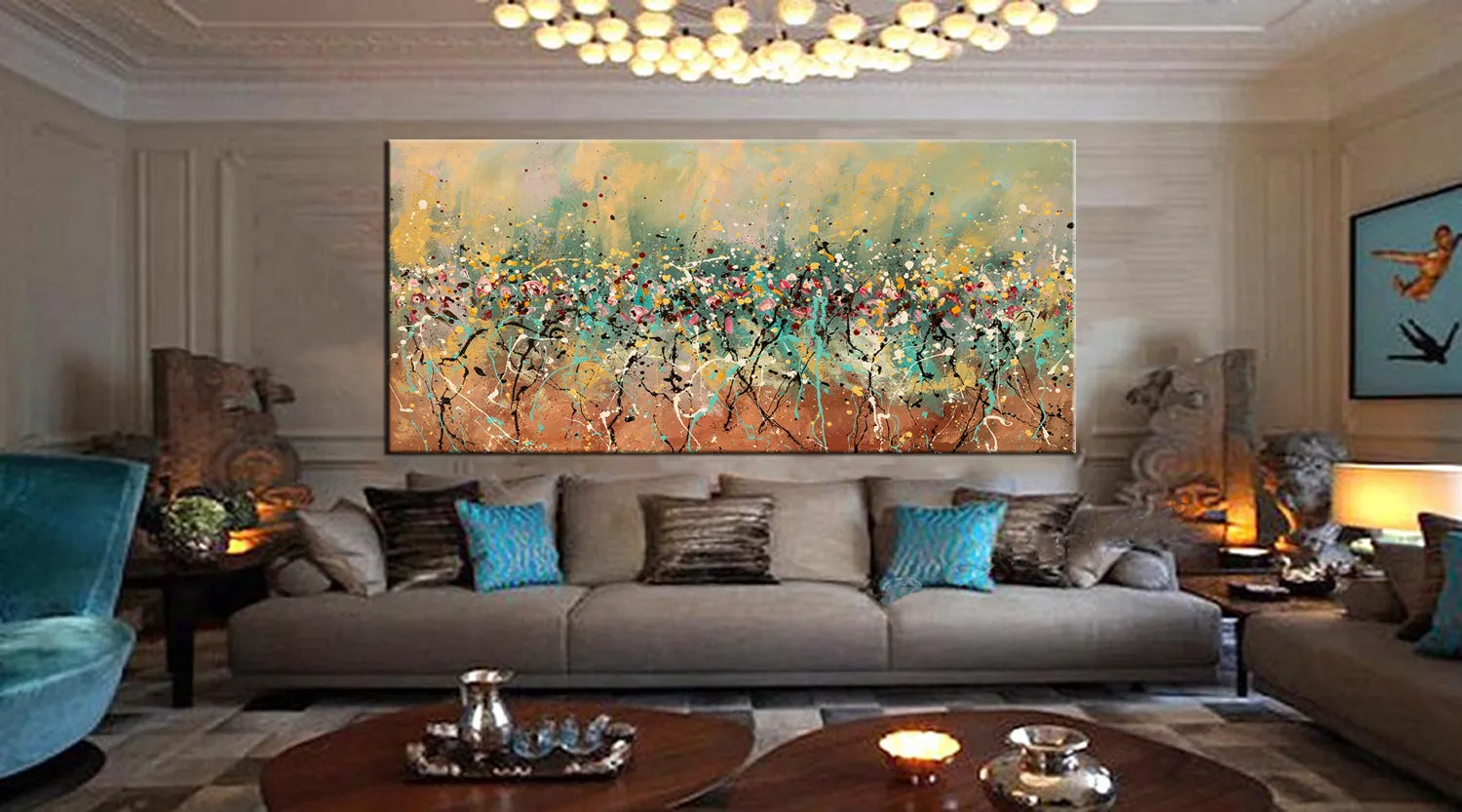 Wall Art Jackson Pollock Painting extra large abstract art Modern canvas - Beauty of Bridge 17