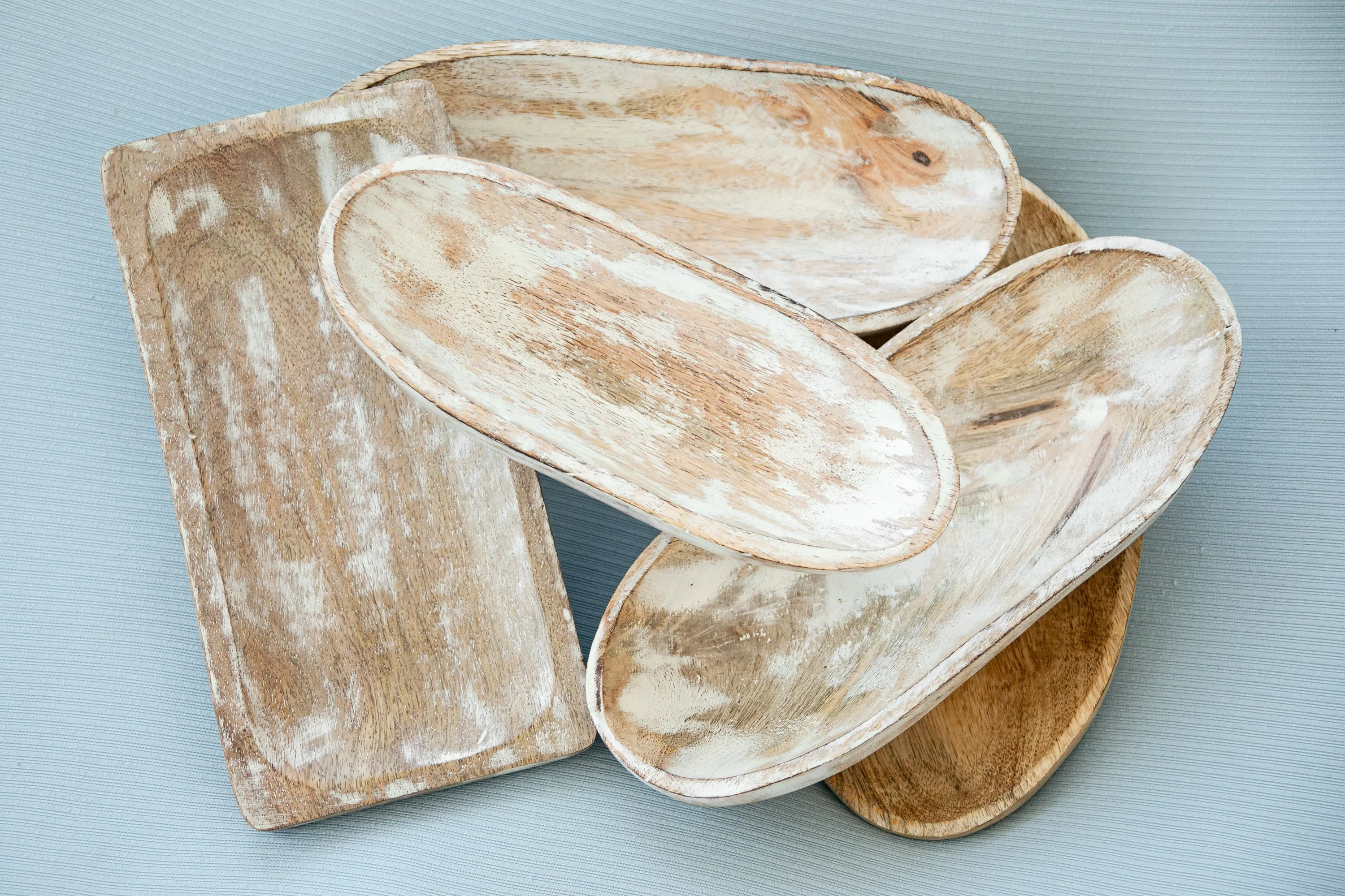 White Wash Boat Tray Large