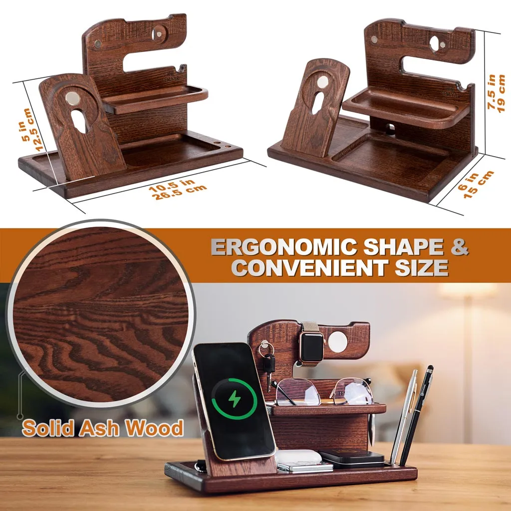 Wood Phone Docking Station Mag Safe Brown