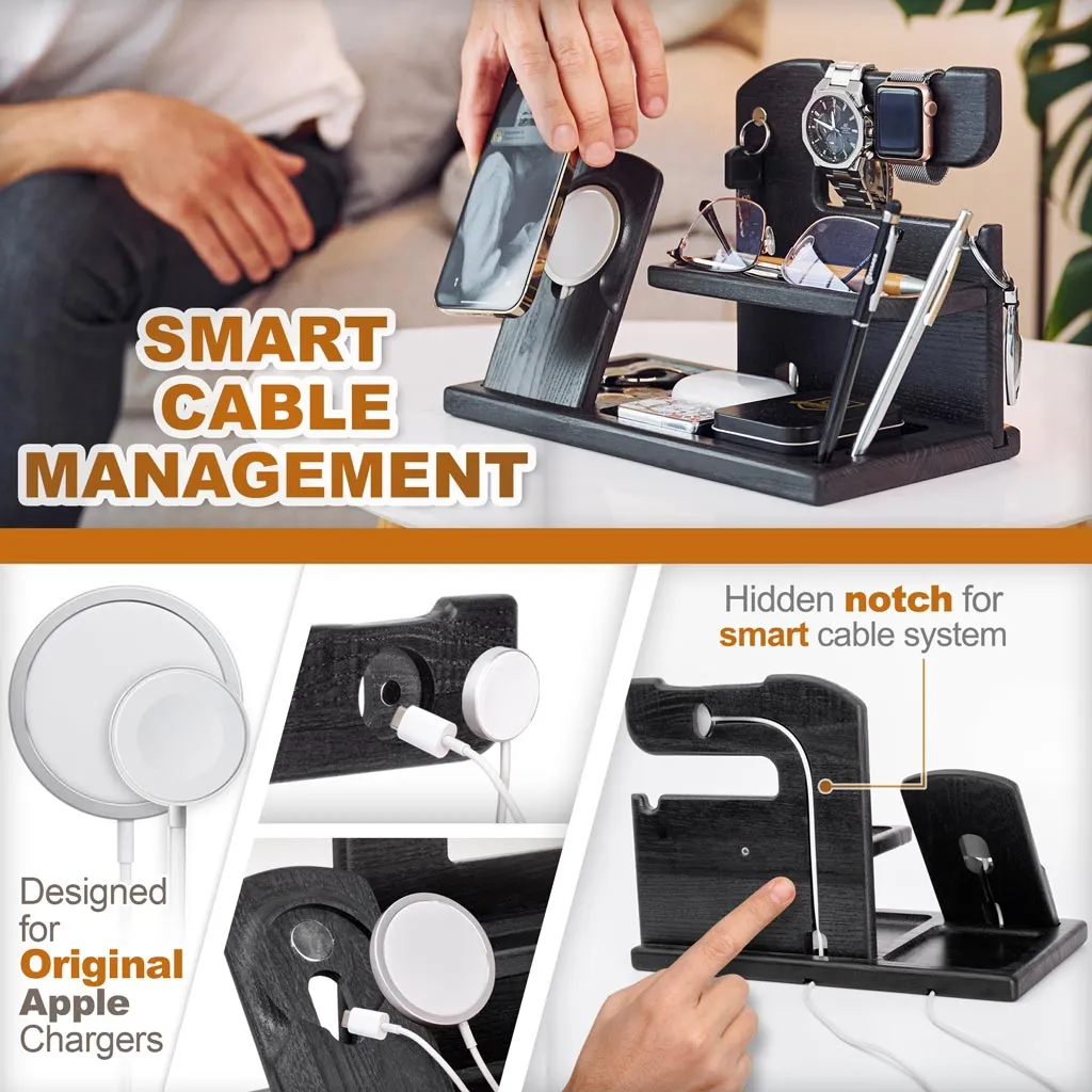 Wood Phone Docking Station Mag Safe Brown