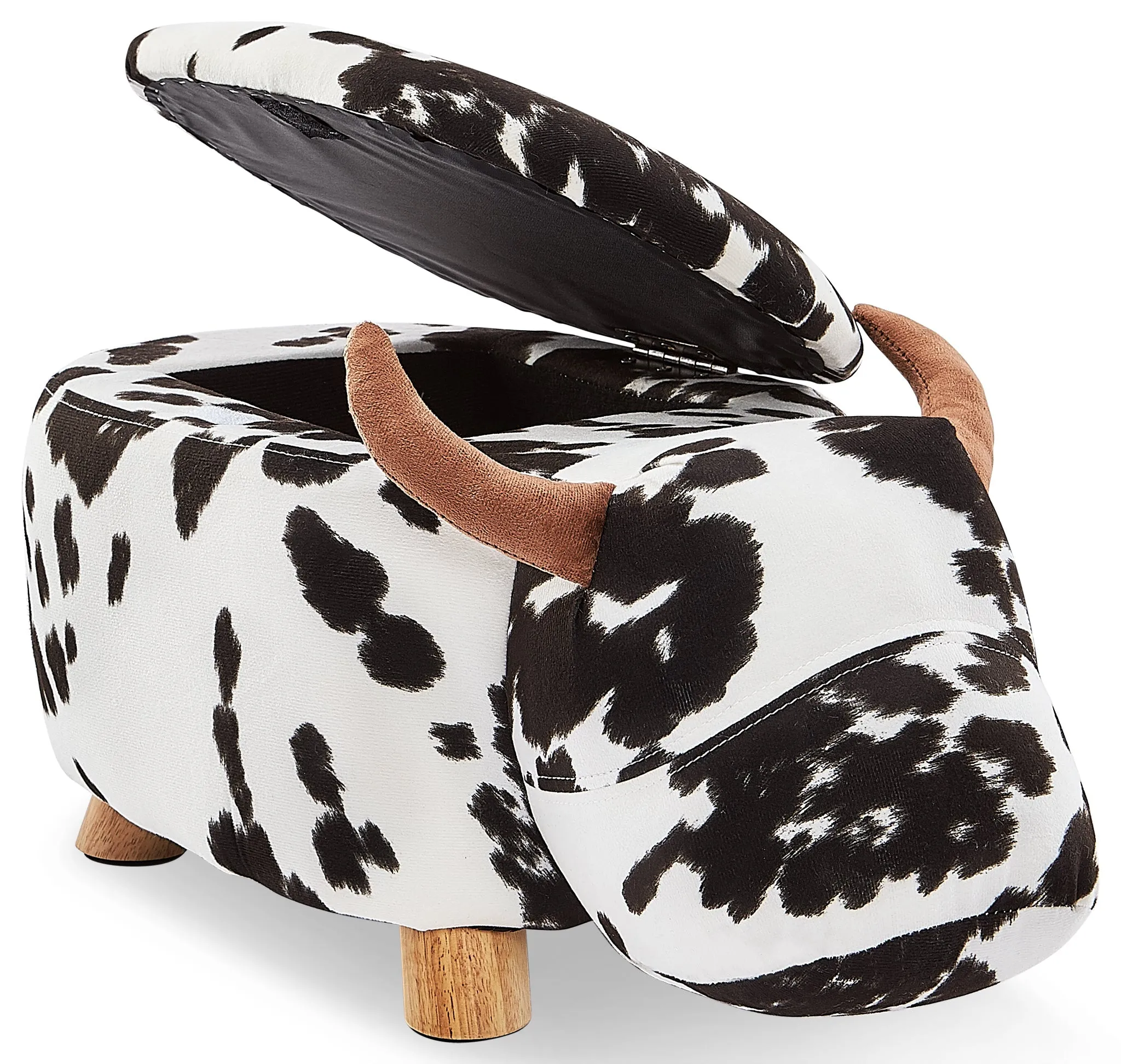 Zoo Companions Cow Storage Ottoman - Black and White